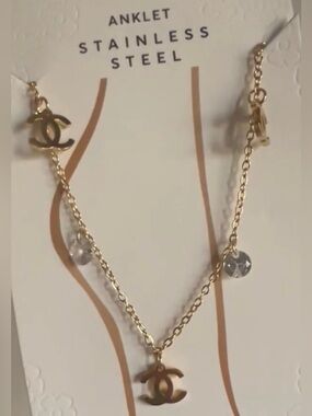 Stainless Steel Anklet with Interlocking Fashion Charm - Choose 1